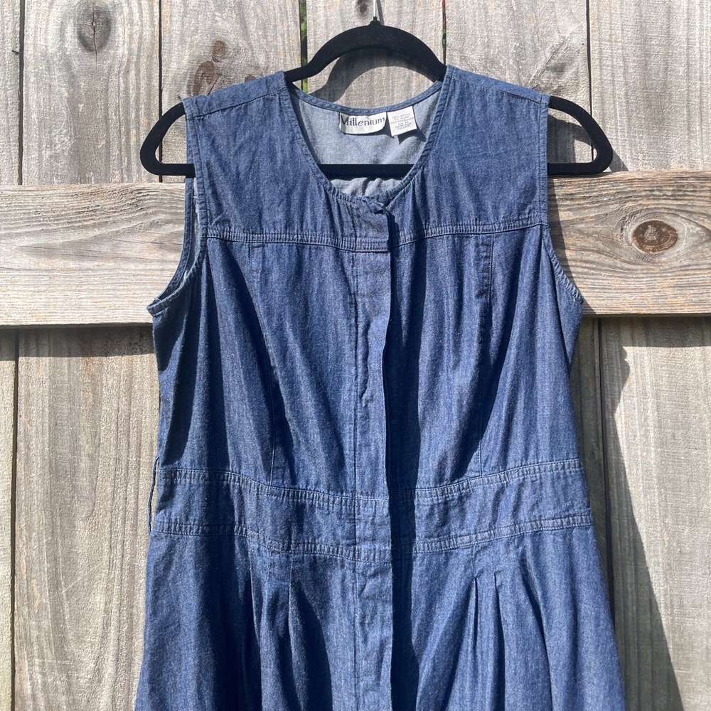 Millenium Sleeveless Denim Dress 100 percent cotton Size M - Picture 2 of 8